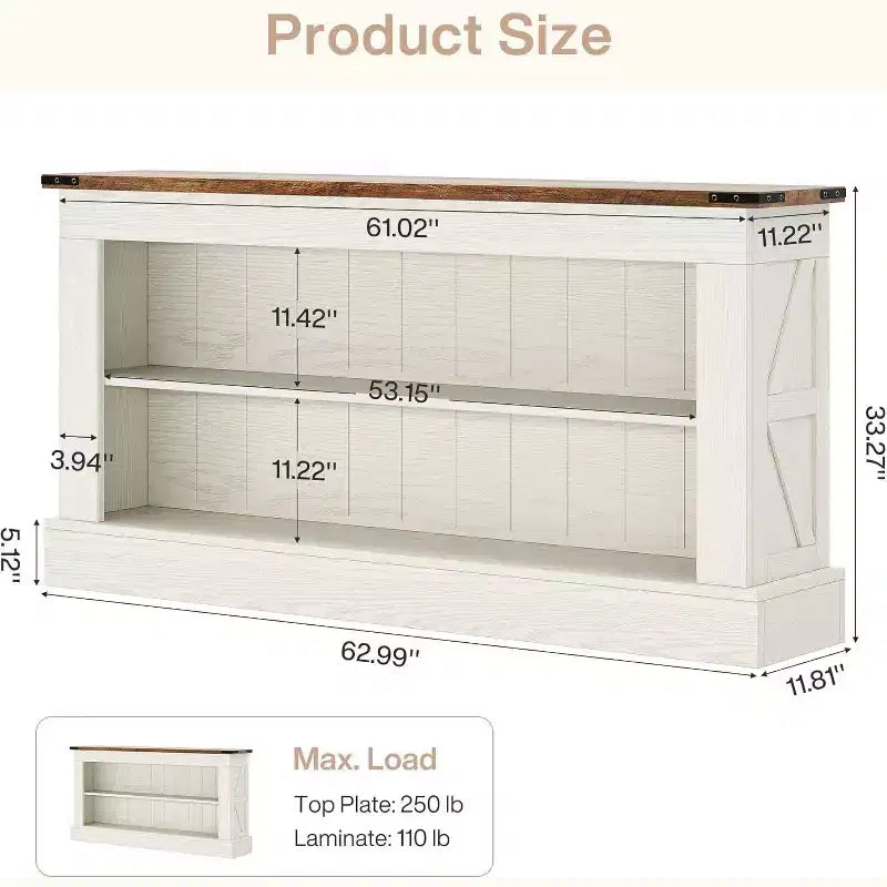 Lantine Farmhouse TV Stand for 70-Inch TV, 63 Entertainment Center with Storage, Modern Media Console Table for Living Room, Bedroom (White)