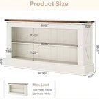 Lantine Farmhouse TV Stand for 70-Inch TV, 63 Entertainment Center with Storage, Modern Media Console Table for Living Room, Bedroom (White)