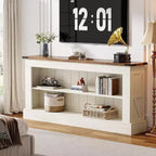 Lantine Farmhouse TV Stand for 70-Inch TV, 63 Entertainment Center with Storage, Modern Media Console Table for Living Room, Bedroom (White)