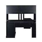Homy Casa L-Shaped Computer Desk with Hutch and Drawers, Modern Home Office Corner Workstation, Black