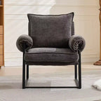 Okak Modern Chenille Upholstered Back Adjustable Armchair with Black Metal Frame,Leisure Recliner Chair for Living Rooms,Relaxation Areas
