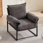 Okak Modern Chenille Upholstered Back Adjustable Armchair with Black Metal Frame,Leisure Recliner Chair for Living Rooms,Relaxation Areas