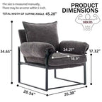 Okak Modern Chenille Upholstered Back Adjustable Armchair with Black Metal Frame,Leisure Recliner Chair for Living Rooms,Relaxation Areas