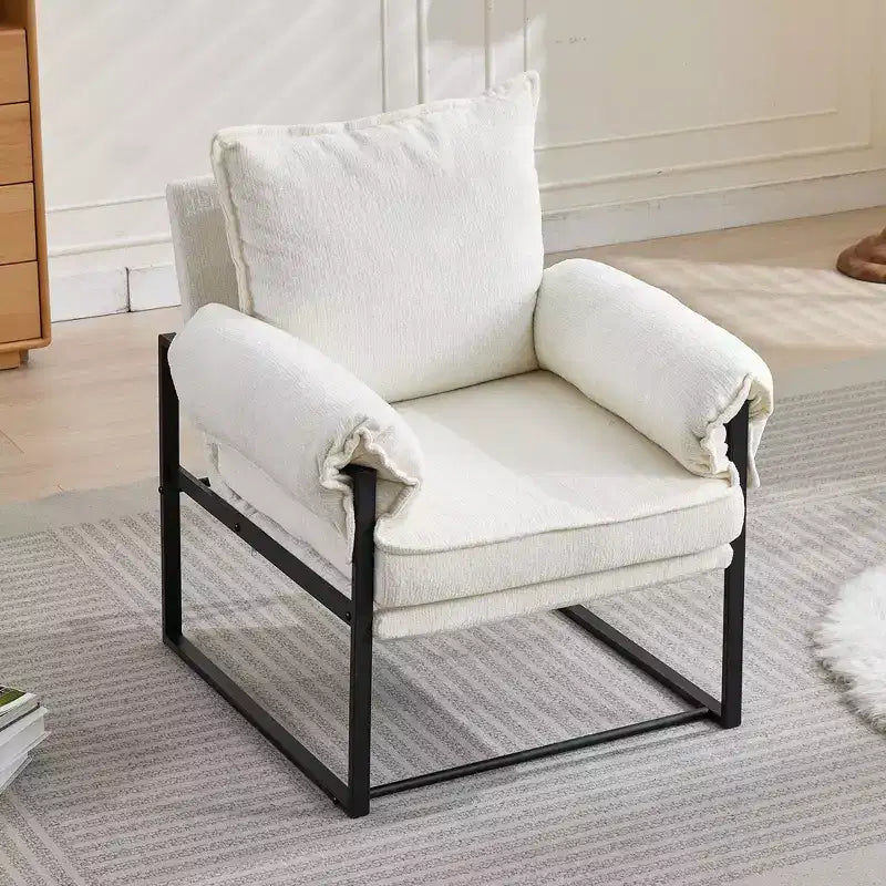 Okak Modern Chenille Upholstered Back Adjustable Armchair with Black Metal Frame,Leisure Recliner Chair for Living Rooms,Relaxation Areas