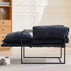 Okak Modern Chenille Upholstered Back Adjustable Armchair with Black Metal Frame,Leisure Recliner Chair for Living Rooms,Relaxation Areas