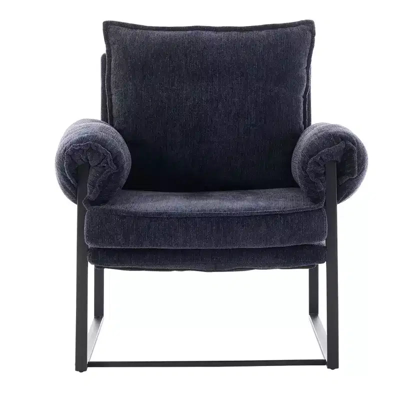 Okak Modern Chenille Upholstered Back Adjustable Armchair with Black Metal Frame,Leisure Recliner Chair for Living Rooms,Relaxation Areas
