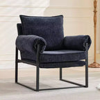 Okak Modern Chenille Upholstered Back Adjustable Armchair with Black Metal Frame,Leisure Recliner Chair for Living Rooms,Relaxation Areas