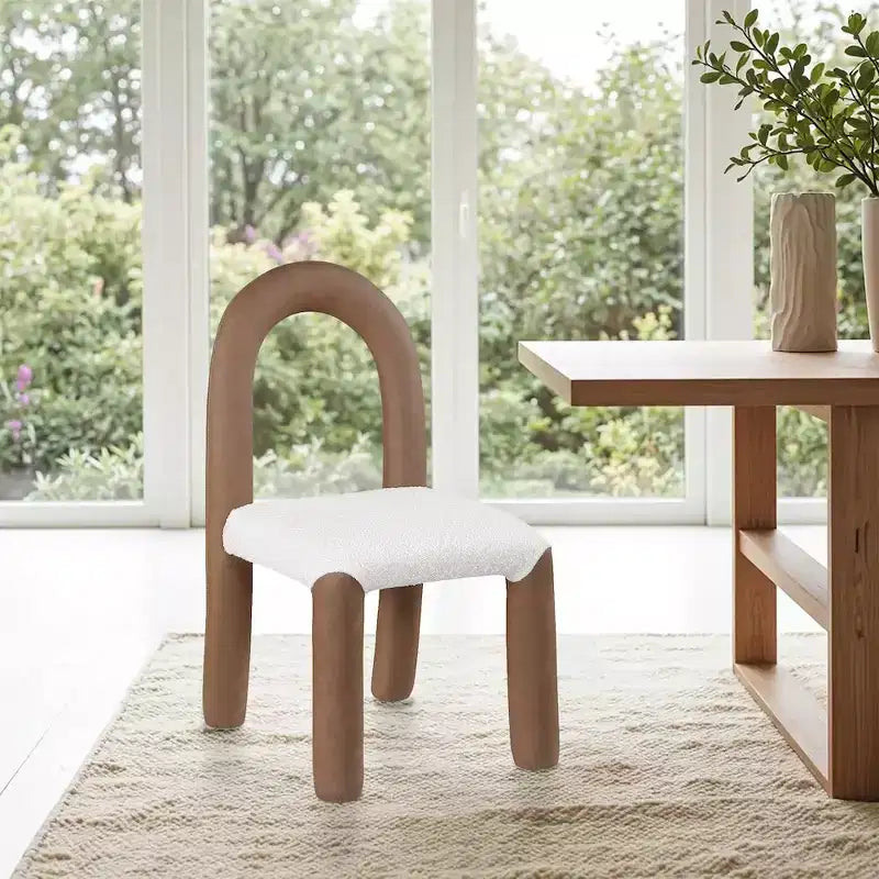 Meridian Furniture,Amari Vegan Leather and Boucle Fabric Dining Chair, Set of 2