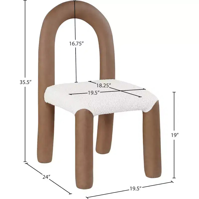 Meridian Furniture,Amari Vegan Leather and Boucle Fabric Dining Chair, Set of 2