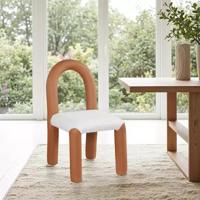 Meridian Furniture,Amari Vegan Leather and Boucle Fabric Dining Chair, Set of 2
