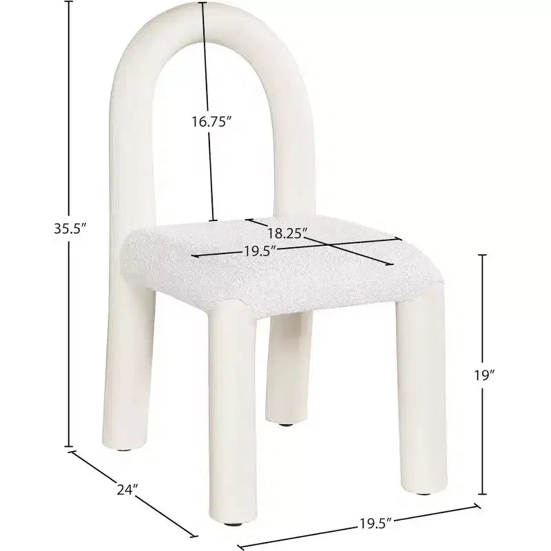 Meridian Furniture,Amari Vegan Leather and Boucle Fabric Dining Chair, Set of 2