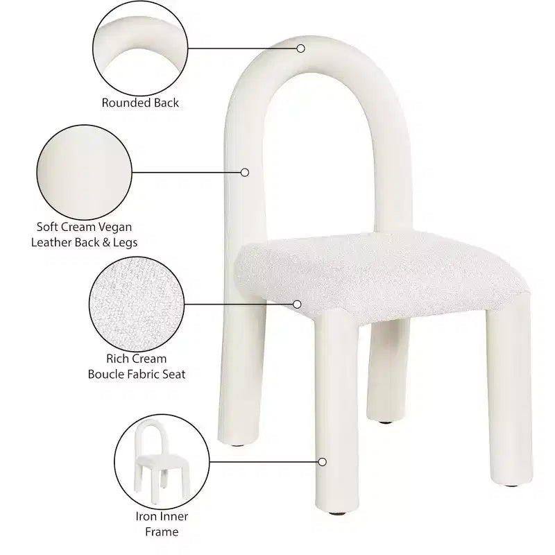 Meridian Furniture,Amari Vegan Leather and Boucle Fabric Dining Chair, Set of 2