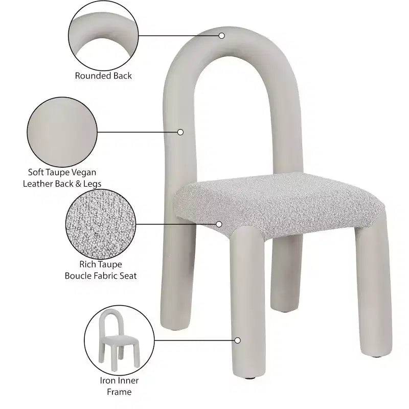 Meridian Furniture,Amari Vegan Leather and Boucle Fabric Dining Chair, Set of 2