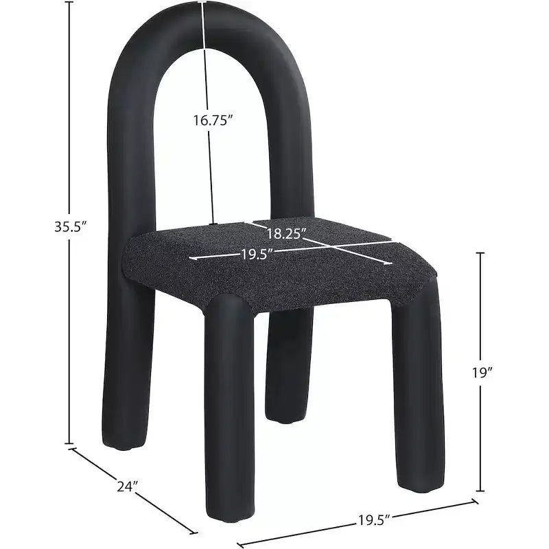 Meridian Furniture,Amari Vegan Leather and Boucle Fabric Dining Chair, Set of 2