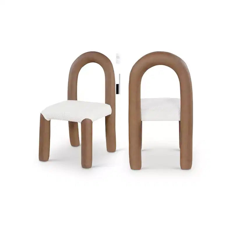 Meridian Furniture,Amari Vegan Leather and Boucle Fabric Dining Chair, Set of 2