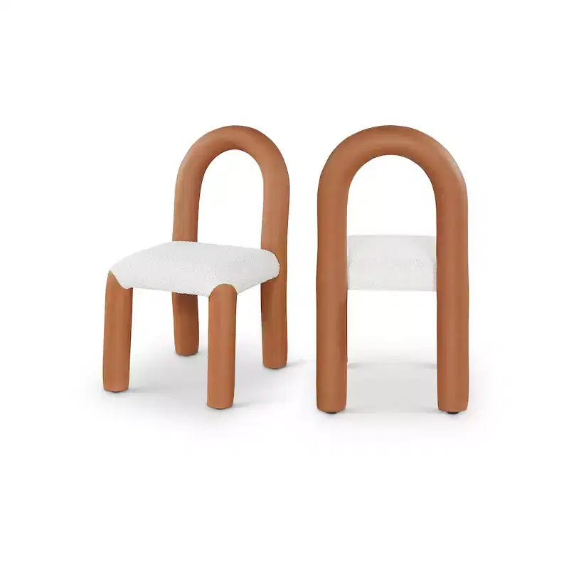 Meridian Furniture,Amari Vegan Leather and Boucle Fabric Dining Chair, Set of 2