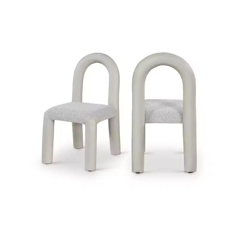 Meridian Furniture,Amari Vegan Leather and Boucle Fabric Dining Chair, Set of 2