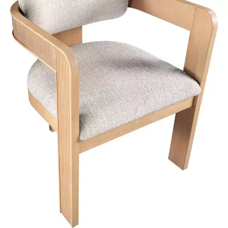 Meridian Furniture,Sacha Beige Linen Textured Fabric Upholstered Dining Chair, Set of 2