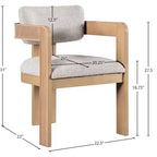 Meridian Furniture,Sacha Beige Linen Textured Fabric Upholstered Dining Chair, Set of 2