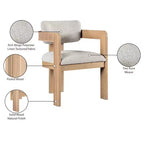 Meridian Furniture,Sacha Beige Linen Textured Fabric Upholstered Dining Chair, Set of 2