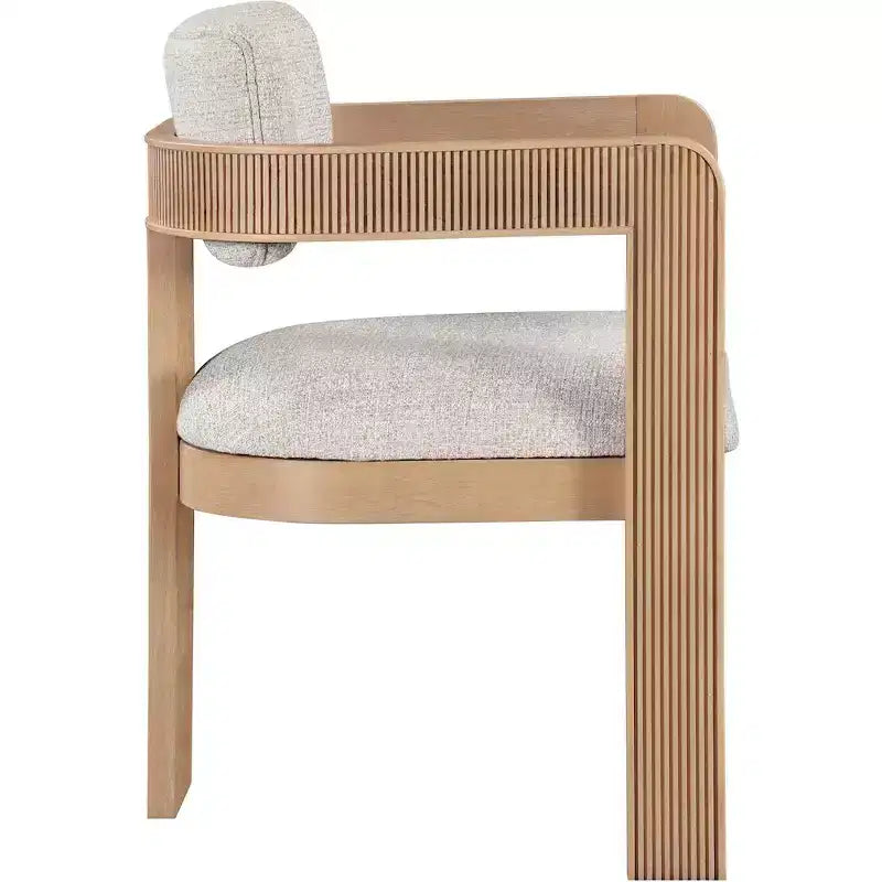 Meridian Furniture,Sacha Beige Linen Textured Fabric Upholstered Dining Chair, Set of 2