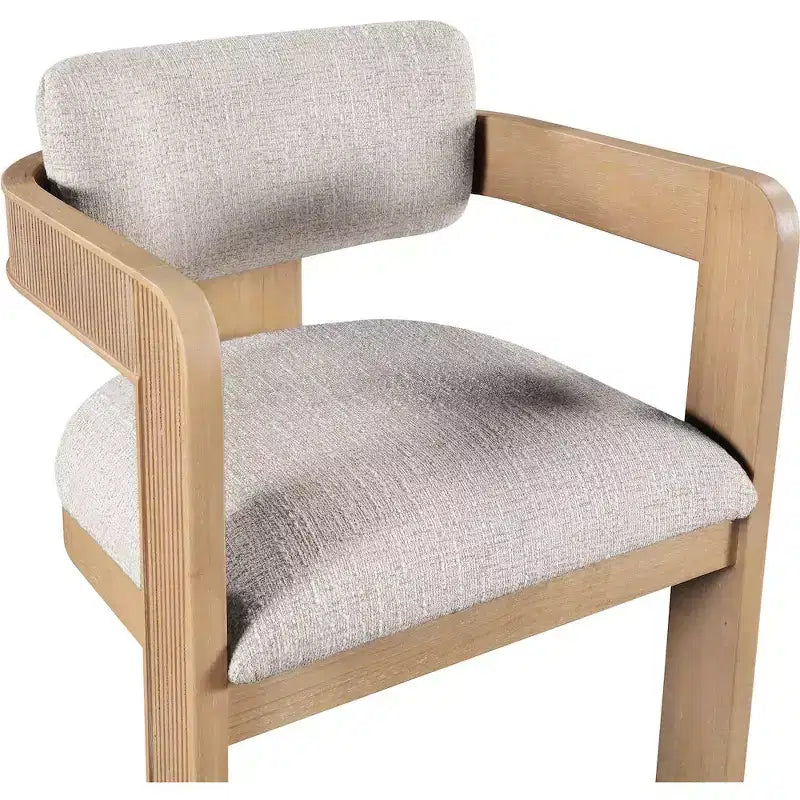 Meridian Furniture,Sacha Beige Linen Textured Fabric Upholstered Dining Chair, Set of 2