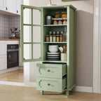GDFStudio Shurley Modern Glass Door Storage Cabinet with 2 Drawers