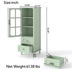 GDFStudio Shurley Modern Glass Door Storage Cabinet with 2 Drawers
