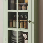 GDFStudio Shurley Modern Glass Door Storage Cabinet with 2 Drawers