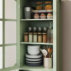 GDFStudio Shurley Modern Glass Door Storage Cabinet with 2 Drawers