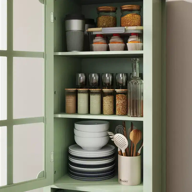 GDFStudio Shurley Modern Glass Door Storage Cabinet with 2 Drawers