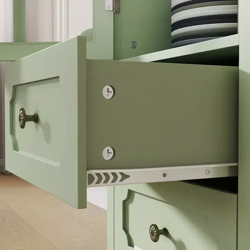 GDFStudio Shurley Modern Glass Door Storage Cabinet with 2 Drawers