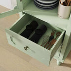 GDFStudio Shurley Modern Glass Door Storage Cabinet with 2 Drawers