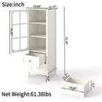 GDFStudio Shurley Modern Glass Door Storage Cabinet with 2 Drawers