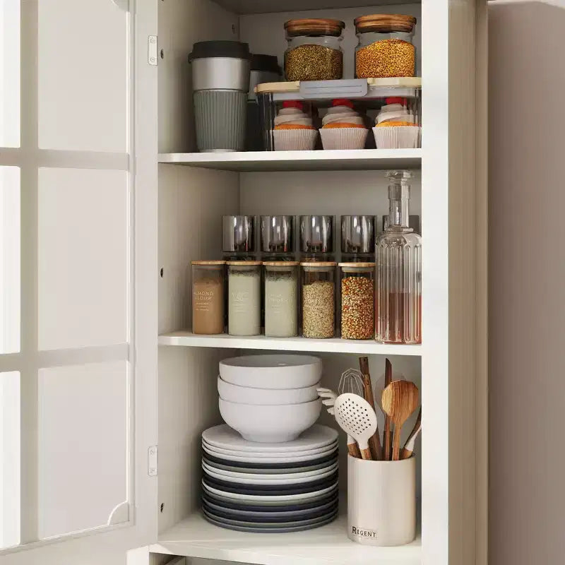 GDFStudio Shurley Modern Glass Door Storage Cabinet with 2 Drawers