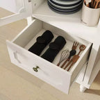 GDFStudio Shurley Modern Glass Door Storage Cabinet with 2 Drawers