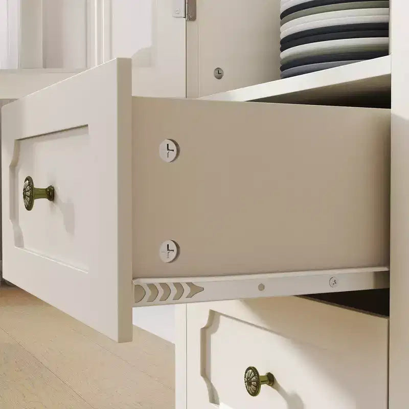GDFStudio Shurley Modern Glass Door Storage Cabinet with 2 Drawers