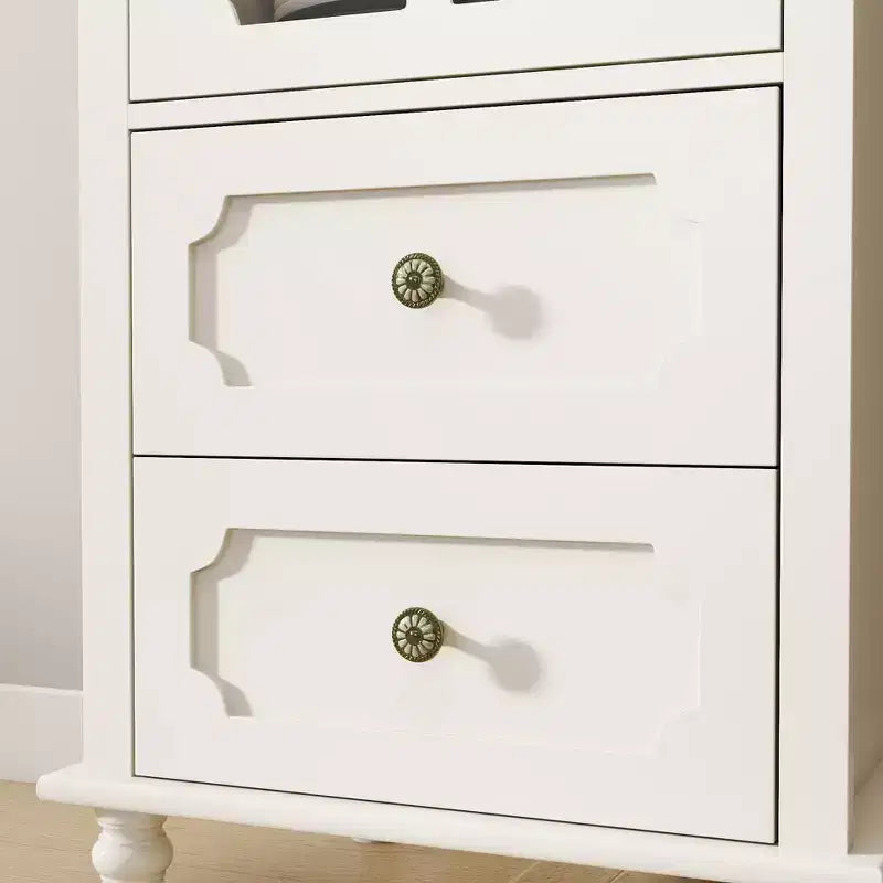 GDFStudio Shurley Modern Glass Door Storage Cabinet with 2 Drawers