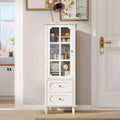 GDFStudio Shurley Modern Glass Door Storage Cabinet with 2 Drawers