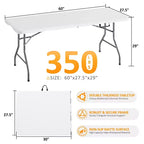 SUGIFT 5ft Folding Table Fold-in-Half Long Party Table Collapsible Portable Table with Heavy-Duty Design