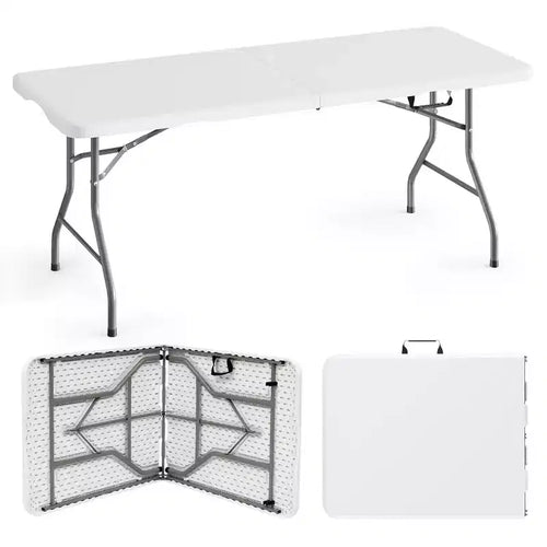 SUGIFT 5ft Folding Table Fold-in-Half Long Party Table Collapsible Portable Table with Heavy-Duty Design