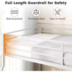 ZevemomoTwin Over Full Bunk Bed, Metal Low Profile Bunkbeds with Full-Length Guardrail and Ladder, Space Saving, No Boxing Spring Needed, White