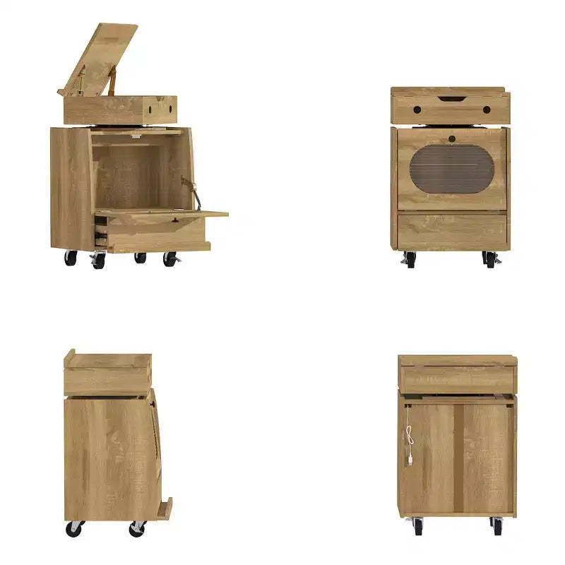 Famapy Robot - Shaped Bedside Cabinet with Ambient Lighting,Lockable Casters & Tempered Glass Window Fun Storage for Kids Room