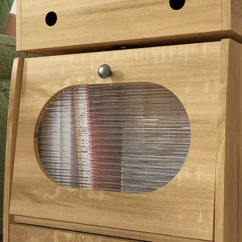 Famapy Robot - Shaped Bedside Cabinet with Ambient Lighting,Lockable Casters & Tempered Glass Window Fun Storage for Kids Room
