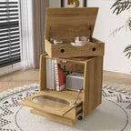 Famapy Robot - Shaped Bedside Cabinet with Ambient Lighting,Lockable Casters & Tempered Glass Window Fun Storage for Kids Room