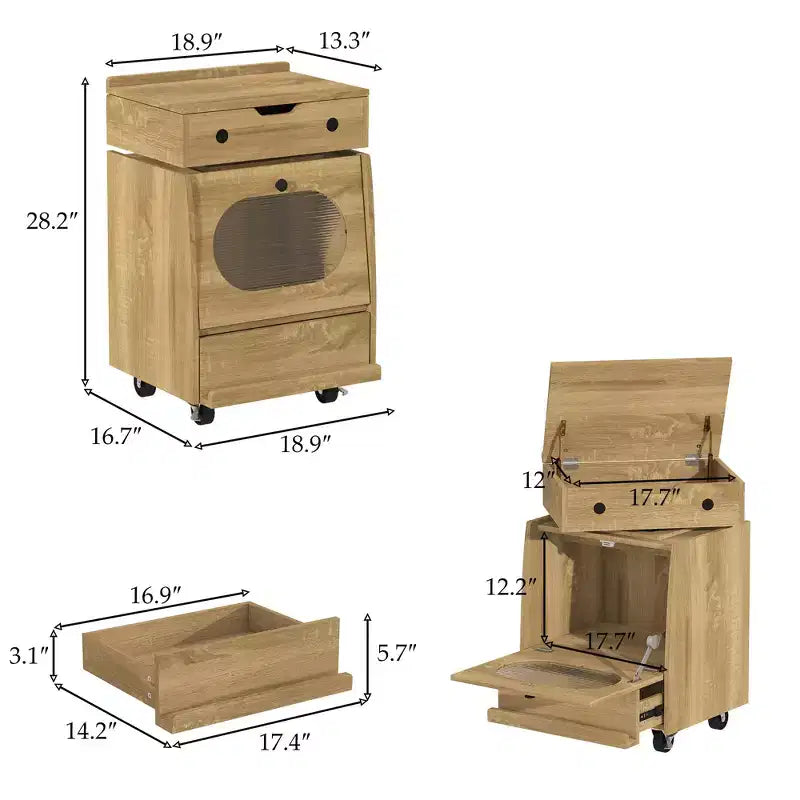 Famapy Robot - Shaped Bedside Cabinet with Ambient Lighting,Lockable Casters & Tempered Glass Window Fun Storage for Kids Room