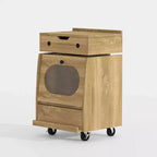 Famapy Robot - Shaped Bedside Cabinet with Ambient Lighting,Lockable Casters & Tempered Glass Window Fun Storage for Kids Room