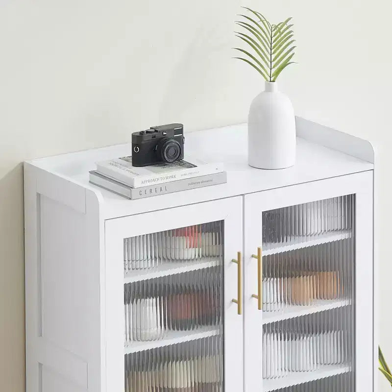 5-Tier Glass Door Shoe Cabinet Entryway/Hallway/Living Room Storage Organizer