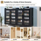 5-Tier Glass Door Shoe Cabinet Entryway/Hallway/Living Room Storage Organizer