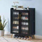 5-Tier Glass Door Shoe Cabinet Entryway/Hallway/Living Room Storage Organizer
